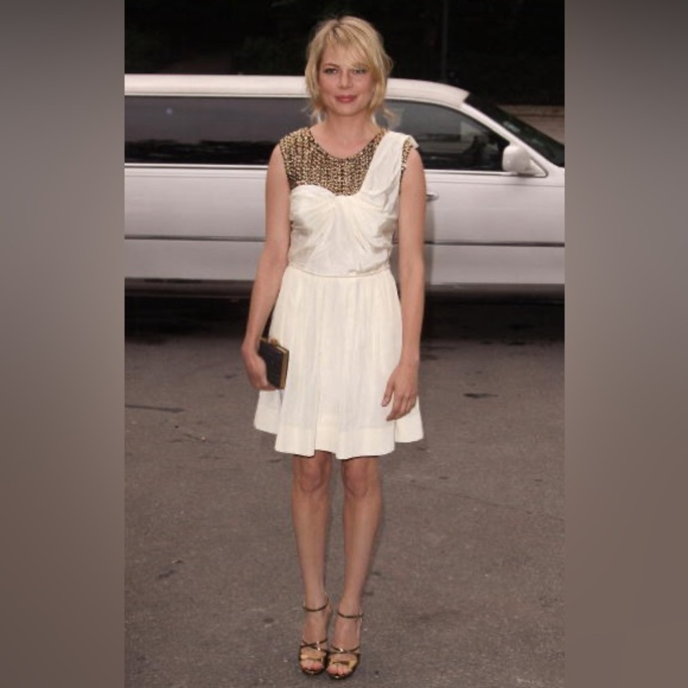 3.1 Phillip Lim Gold-Embellished Ivory Colour Dress Size 4